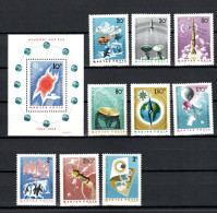 Hungary 1965 Space, International Year Of The Quiet Sun Set Of 9 + S/s MNH - Europe