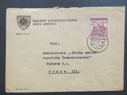 BRIEF Uničov - Praha 1952 Komunální Podnik   /// P8538 - Brieven En Documenten