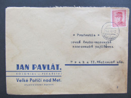 BRIEF Velké Poříčí Nad Metují - Praha 1946 Provisorium J. Pavlát Pekař /// P8532 - Cartas & Documentos