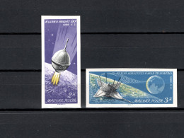 Hungary 1965 Space, Luna 9, Set Of 2 Imperf. MNH -scarce- - Europe