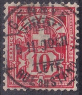 Ziffer 61B, 10 Rp.zinnober  GENEVE RUE DU STAND LETT    1900 - Usados