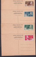French Equatorial Africa, Scott 129-132 (Yvert 140A-140D), Unused POSTAL CARDS - Storia Postale