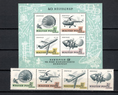 Hungary 1967 Space, Aerophila 67, Aviation Set Of 4 + S/s MNH - Europa