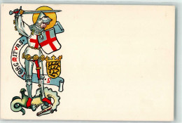 13284704 - Drache Drachentoeter Schwert Wappen Lithographie - Scuole