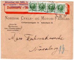 Dänemark 1908, 4x5 öre Auf Umschlag Nordisk Cycle- Og Motor- Fagblad  - Autres & Non Classés