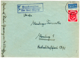BRD 1951, Landpost Stempel GROSSENGSEE über Lauf Klar Auf Brief M. 20 Pf.  - Verzamelingen