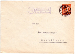 1947, Landpost Stpl. 14 ASSELFINGEN über Ulm Klar Auf Brief M. 24 Pf. - Cartas & Documentos