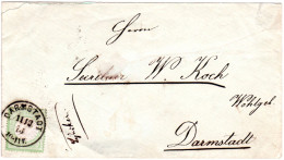 DR 1873, EF 1 Kr. Gr. Brustschlid Auf Orts Brief M. Klarem K1 Darmstadt - Cartas & Documentos