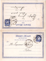 Norwegen P23, 5 öre Doppel Ganzsache 1896 Hin+her Gebr. M. Bedarfstext! - Covers & Documents