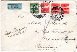 Tschechoslowakei 1933, 50 H.+3x1 K. Auf Luftpost Brief V. Karlsbad N. Rumänien - Covers & Documents