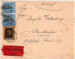 Saargebiet 1924, 5+Paar 50 C. Auf Portorichtigem Eilboten Brief V. Neunkirchen - Brieven En Documenten
