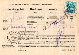 Schweiz 1946, 5 C. Auf Postschein Empfangsschein, Recepisse V. Chiasso - Cartas & Documentos
