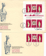 Kaiman Inseln, Queen Elizabeth Krönungsjubiläum, Kleinbogen+Herzstück Auf 2 FDC - Kaaiman Eilanden