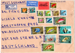 Tanzania 19-34, Fische, 16 Werte Kpl. Auf Luftpost Reko Express Brief  - Tanzania (1964-...)