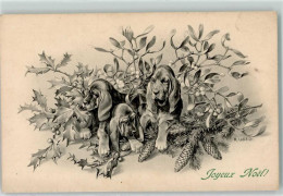 39294204 - Weihnachten Bluthunde Misteln Stechpalme Sign.R.Ulreich M.Munk Nr.466 - Hunde