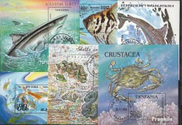 Motive Briefmarken-10 Verschiedene Fische Und Wassertiere Blöcke - Marine Life
