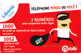 NOUVELLE CALEDONIE NEW CALEDONIA Telecarte Phonecard Prepayee Prepaid Liberte 1000 F Vole Perdu Ex. 2020 UT B - New Caledonia