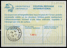 OUGANDA UGANDA  La22A  1,80 S  International Reply Coupon Reponse Antwortschein IRC IAS  O KAMPALA UGANDA 18.07.75 - Kenya, Uganda & Tanganyika