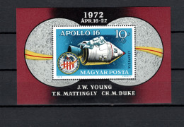 Hungary 1972 Space, Apollo 16 S/s MNH - Europa