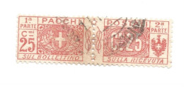 (REGNO D'ITALIA) 1914-1922, PACCHI POSTALI, 25c - 1 Francobollo Usato, Annullo Da Periziare (CAT. SASSONE N.10) - Paketmarken