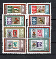 Hungary 1973 Space, IBRA 73 Munich, Birds, Butterflies Etc. Set Of 8 MNH - Europe