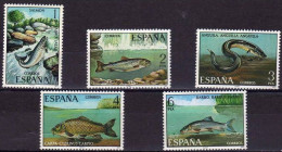 España 1977 Edifil 2403/7 Sellos ** Fauna Hispanica Peces Salmón (Salmo Salar), Trucha (Salmo Trutta), Anguila (Anguilla - Nuevos