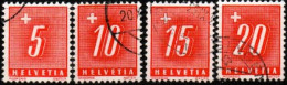 SCHWEIZ, SUISSE 1938, MI 54, 55, 56, 57,  ZIFFER UND SCHWEIZER KREUZ,  GESTEMPELT, OBLITERE - Strafportzegels