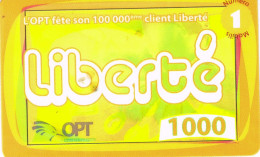 NOUVELLE CALEDONIE NEW CALEDONIA Telecarte Phonecard Prepayee Prepaid Liberte 1000 F 100000 Client Mobi Ja Ex. 2008 UT B - Neukaledonien