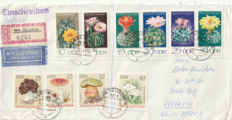 Germany DDR Cover Einschreiben Registered - 1974 - Flowering Cactus Plants Flowers Flora Mushrooms Fieldball - Storia Postale