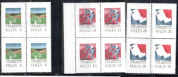 MALTA 1975 FIRST ANNIVERSARY OF REPUBLIC ANNIVERSARIO DELLA REPUBBLICA COMPLETE SET SERIE COMPLETA BLOCK QUARTINA MNH - Malta