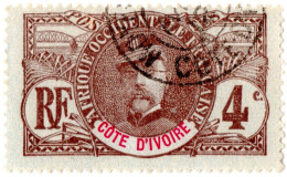 COSTA D’AVORIO, IVORY COAST, GENERALE FAIDHERBE, 4 C., 1906, FRANCOBOLLI USATI Scott:CI 23, Yt:CI 23 - Used Stamps
