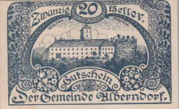 20 HELLER 1920 Stadt ALBERNDORF Oberösterreich Österreich Notgeld Papiergeld Banknote #PG803 - [11] Local Banknote Issues