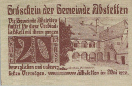 20 HELLER 1920 Stadt ABSTETTEN Niedrigeren Österreich Notgeld Banknote #PE158 - [11] Local Banknote Issues