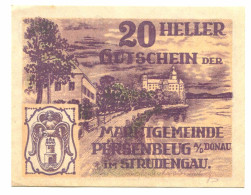 20 Heller 1920 PERSENBEUG Österreich UNC Notgeld Papiergeld Banknote #P10451 - [11] Local Banknote Issues