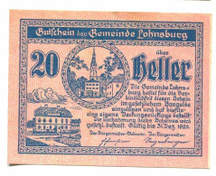 20 Heller 1920 LOHNSBURG Österreich UNC Notgeld Papiergeld Banknote #P10410 - [11] Local Banknote Issues
