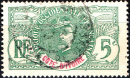 COSTA D’AVORIO, IVORY COAST, GENERALE FAIDHERBE, 5 C., 1906, FRANCOBOLLI USATI Scott:CI 24, Yt:CI 24 - Usados