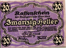 20 HELLER 1920 Stadt Wien Österreich Notgeld Papiergeld Banknote #PL578 - [11] Local Banknote Issues