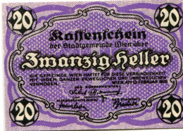20 HELLER 1920 Stadt Wien Österreich Notgeld Papiergeld Banknote #PL557 - [11] Local Banknote Issues