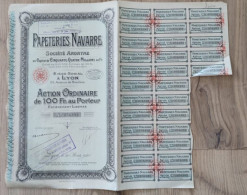 Action Ordinaire De 100 Fr Au Porteur Papeteries Navarre - Altri & Non Classificati