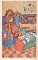 AFFE Tier Vintage Ansichtskarte Postkarte CPA #PKE768.DE - Singes