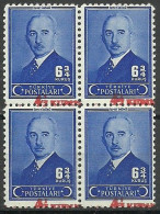 Turkey; 1943 Overprinted Postage Stamp, ERROR "Shifted Surcharge" Block Of 4 - Ungebraucht