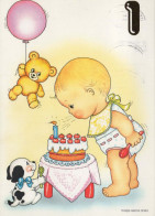 BUON COMPLEANNO 1 Años KID BAMBINO Vintage Cartolina CPSM #PBU013.IT - Birthday