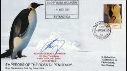 Ross Dependency Antarctica 2004 -  Visit Belgian Science Minister Verwilghen To Scott Base - Signed - Storia Postale