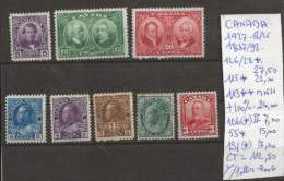 TIMBRES DU CANADA NEUF**/MNH/* / DE 1897 A 1927 Nr VOIR SUR PAPIER AVEC TIMBRES COTE 112.50  € - Red Cross