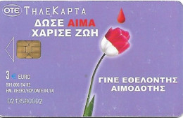 Greece: OTE 04/02 Panhellenic Blood Donors Federation - Griechenland