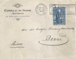 Motiv Brief  "Consulat De Suisse, Anvers"       1930 - Lettres & Documents