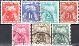 FRANCIA, FRANCE, FLORA, SEGNATASSE, POSTAGE DUE, 1943-1946, FRANCOBOLLI USATI Scott:FR J69,J72,J74,J75,J77,J79 - Usati