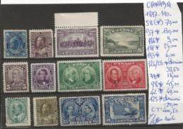 TIMBRES DU CANADA NEUF/* / (*)DE 1897 A 1911 Nr VOIR SUR PAPIER AVEC TIMBRES COTE 400.50  € - Nuovi