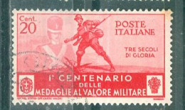 ITALIE - N°348 Oblitéré - Centenaire De L'institution De La Médaille à La Valeur Militaire. Sujets Divers. - Used