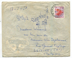 Congo Jadotville Oblit. Keach 12B(G)1 Sur C.O.B. 317 Sur Lettre Vers Lessines Le 15/03/1958 - Cartas & Documentos